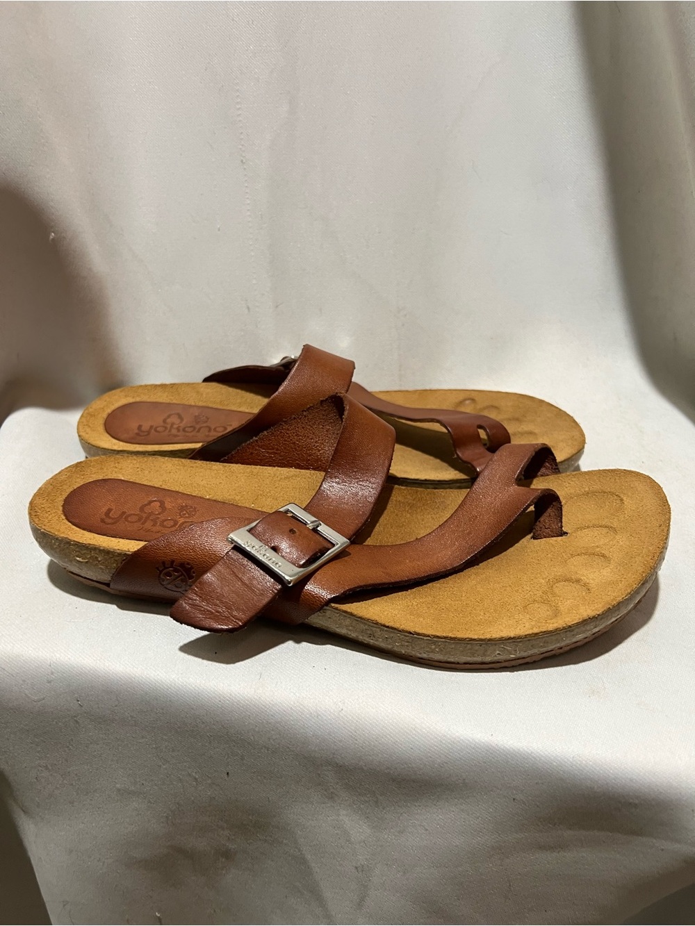 Yokono Spain Brown Leather Toe Ring Sandals Buckle Comfort Sandals Size 6 - Picture 6 of 9